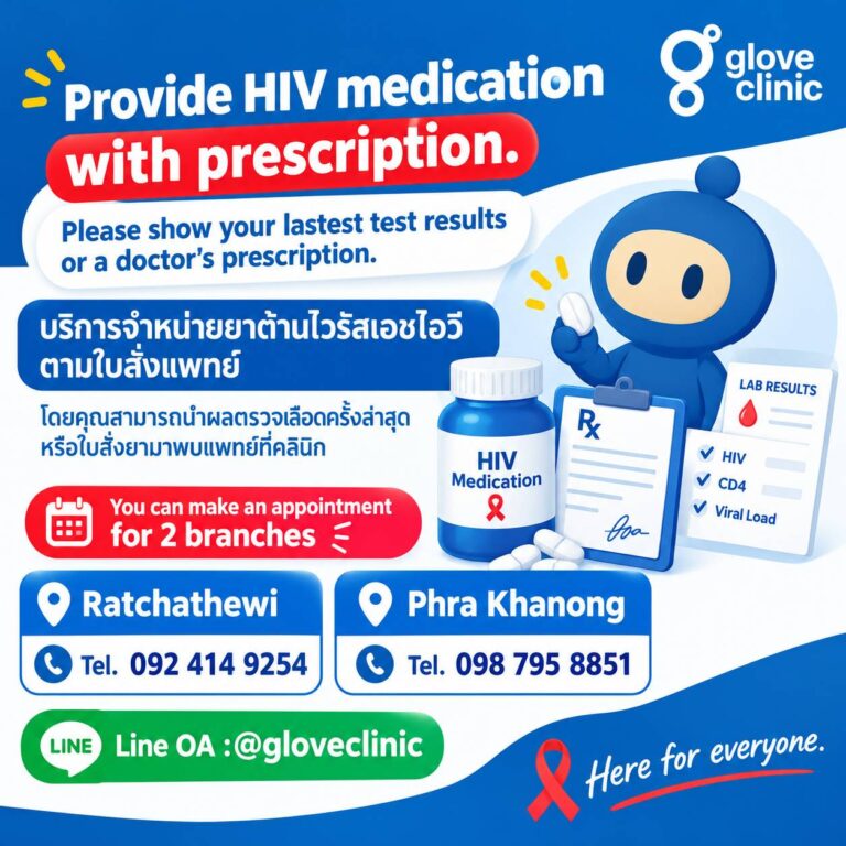 บริการยาต้านไวรัสเอชไอวีตามใบสั่งแพทย์ — HIV medication with a prescription at Glove Clinic